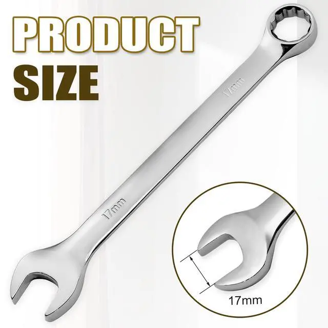 Alt view image 3 of 7 - 17mm Metric Combination Wrench | 12-Point Design, Chrome Vanadium Steel, Industrial, Gear Wrench