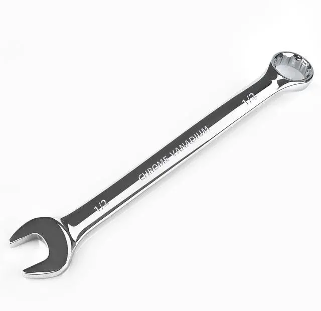 Main image of 1/2 Wrench, Industrial Grade Spanner, Combination Wrenches SAE with 12-Point Box End, 15-Degree Offset, 1/2 Wrenches Chrome Vanadium Steel Mirror Polished