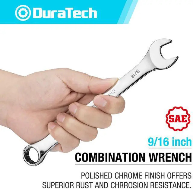 Alt view image 4 of 7 - 9/16" Combination Wrench, SAE | CR-V Constructed, Mirror Polish, 12-Point, 15-Degree Offset