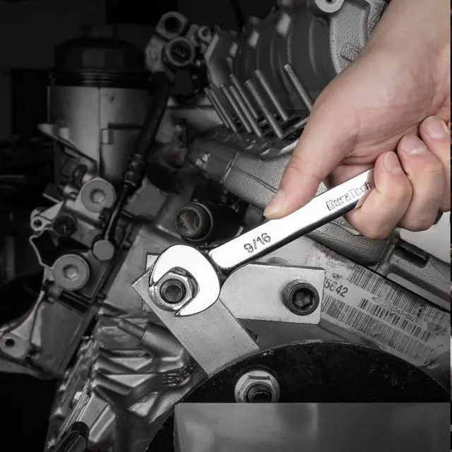 Alt view image 5 of 7 - 9/16" Combination Wrench, SAE | CR-V Constructed, Mirror Polish, 12-Point, 15-Degree Offset