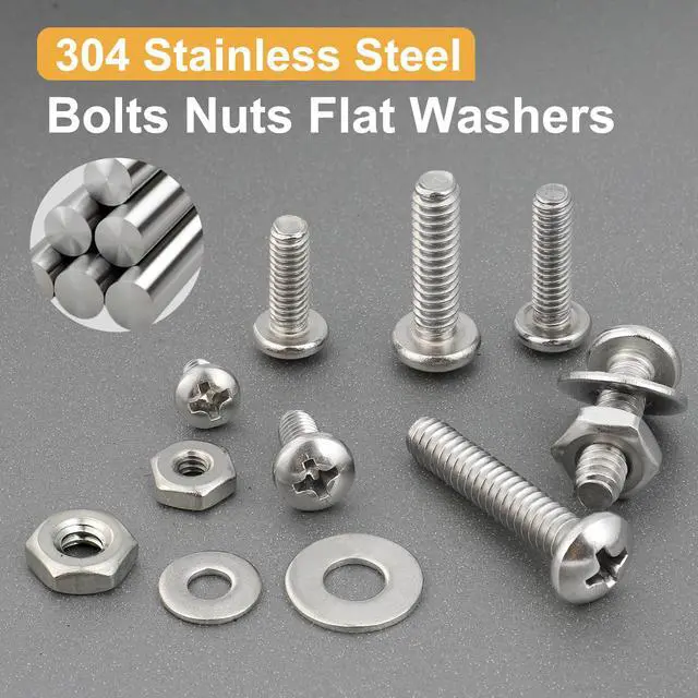 Alt view image 2 of 7 - 351Pcs Machine Screws Nuts and Bolts Assortment Kit, # 6-32# 8-32# 10-24 Phillips Pan Head Assorted 304 Stainless Steel Bolts Nuts Flat Washers Bolts with Case