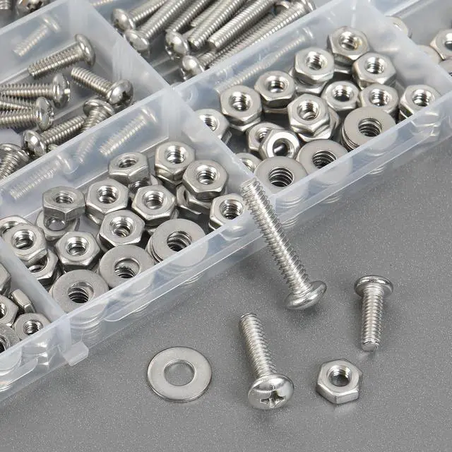 Alt view image 6 of 7 - 351Pcs Machine Screws Nuts and Bolts Assortment Kit, # 6-32# 8-32# 10-24 Phillips Pan Head Assorted 304 Stainless Steel Bolts Nuts Flat Washers Bolts with Case