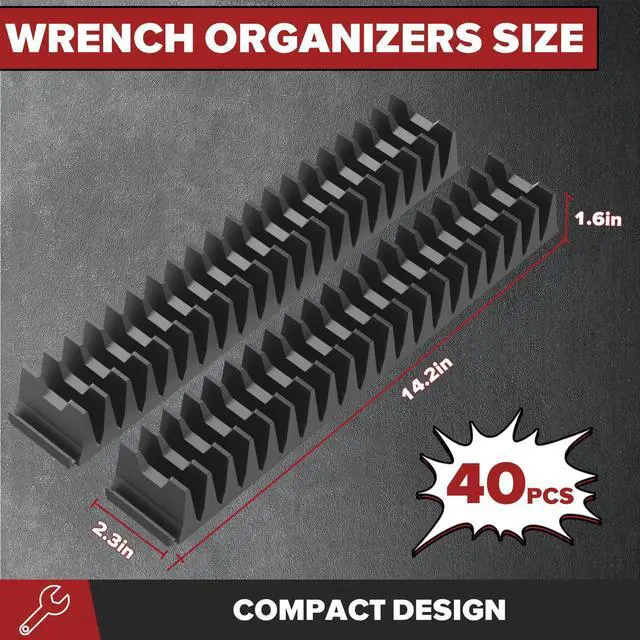 Alt view image 3 of 7 - 40PCS Modular Wrench Organizer Wrench Holder for Tool Drawer Storage | Wrench Tool Organizers, Wrench Storage Set, with Metric & SAE Label, Wrench Rack Tool, for Professional Mechanics Men, Black