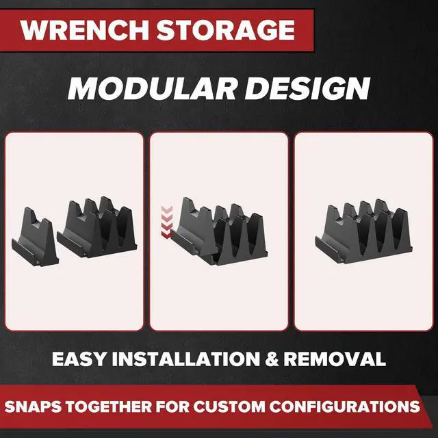 Alt view image 4 of 7 - 40PCS Modular Wrench Organizer Wrench Holder for Tool Drawer Storage | Wrench Tool Organizers, Wrench Storage Set, with Metric & SAE Label, Wrench Rack Tool, for Professional Mechanics Men, Black