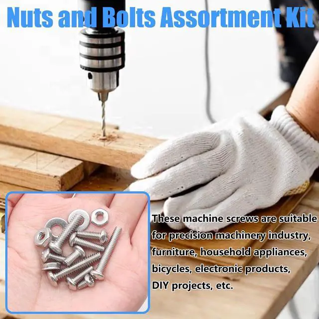 Alt view image 5 of 6 - Nuts and Bolts Assortment Kit, 304 Stainless Steel Bolts 8 Sizes #6-32#8-32#10-24 Phillips Pan Head Machine Screws, Assorted Bolts, Nuts and Washers Kit (237PCS)