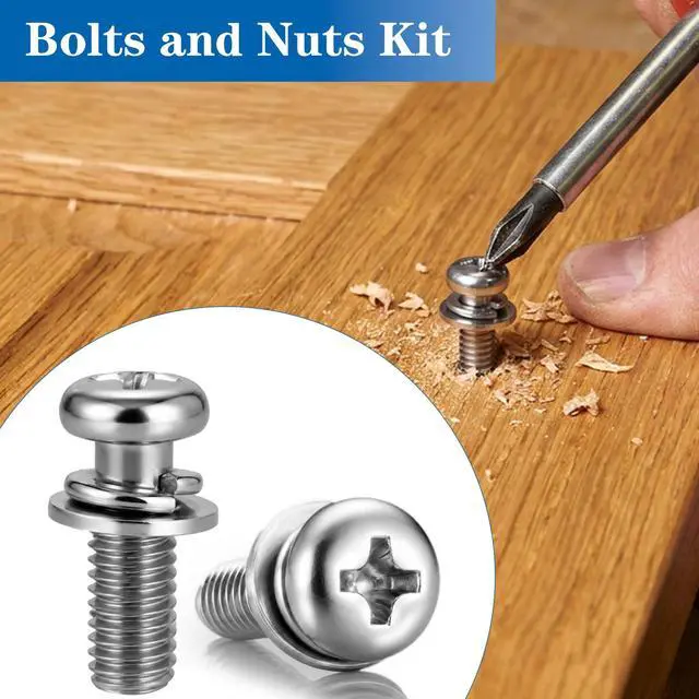 Alt view image 5 of 7 - 970PCS Machine Screws Assortment Kit Phillips Pan Head 304 SS M2-M5 | Rust-proof M2-M5 metric bolts & nuts for home repair. Fixed washers save time. For DIY, furniture, appliances and outdoors