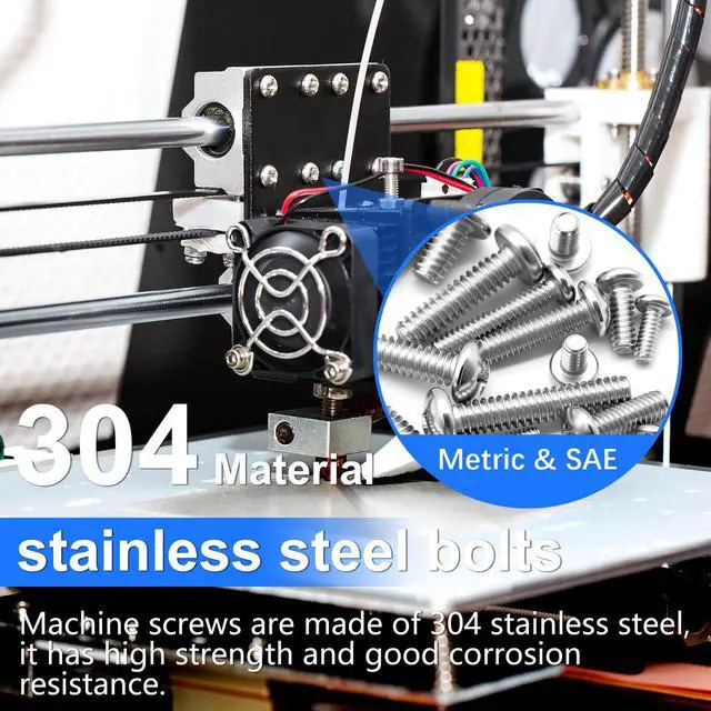 Alt view image 3 of 6 - 408PCS Machine Screws Nuts and Bolts Assortment Kit, 304 Stainless Steel Bolts #6-32#8-32#10-24 M3 M4 M5 Phillips Pan Head Hardware Screw Assortment Kit, Assorted Bolts, Nuts and Washers Kit