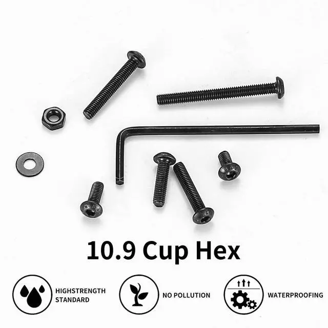 Alt view image 3 of 7 - 580 PCS M3 Screws Assortment Kit, Hex Button Head Screws with M3 Bolts Set | 10.9 grade m3 hex socket head cap screws nuts washers kitBlack, Metric Machine Screw Bolt Assortment Kit