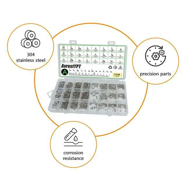 Alt view image 4 of 7 - 1110Pcs Metric Micro Screws & Nuts Kit, M1 M1.2 M1.4 M1.6 M2 M2.5 | 304 Stainless Steel Phillips Pan Head Screws, Fully Threaded for Arduino, RC Models, Electronics & DIY Projects