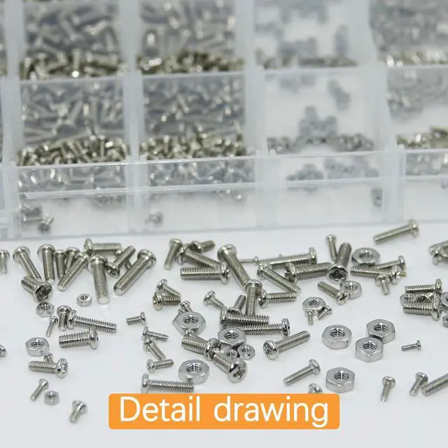 Alt view image 5 of 7 - 1110Pcs Metric Micro Screws & Nuts Kit, M1 M1.2 M1.4 M1.6 M2 M2.5 | 304 Stainless Steel Phillips Pan Head Screws, Fully Threaded for Arduino, RC Models, Electronics & DIY Projects