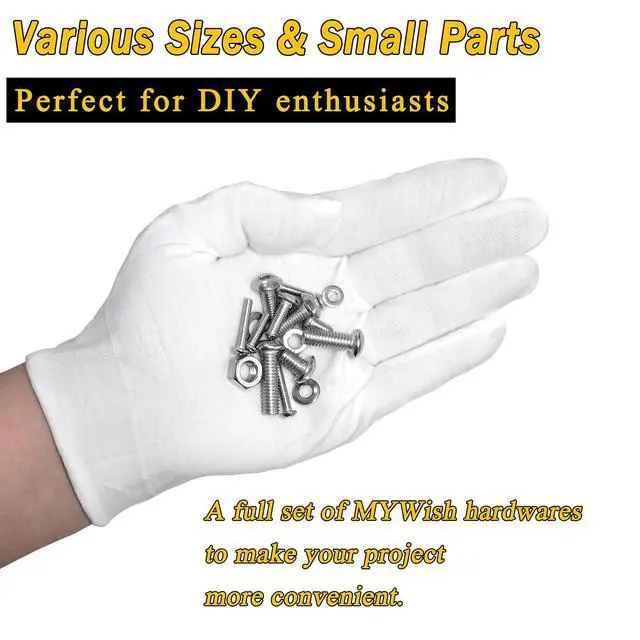 Alt view image 4 of 7 - 380 Pcs M4 Screw Nuts and Bolts Assortment Kit, 304 Stainless Steel Button Head Socket Cap Metric Screws Bolts, Spring & Flat Lock Washers/Nuts/Hex Wrenches, M4*8/10/12/16/20/25/30