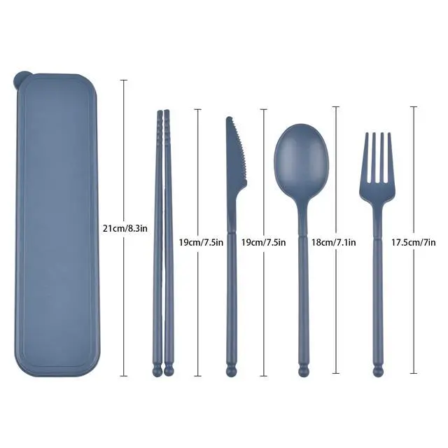 Alt view image 2 of 7 - Travel Utensils, Reusable Utensils Set with Case, Camping Plastic Cutlery | Knife Forks Spoon Tableware with Chopsticks, Portable Cutlery Set for Travel Picnic Camping or Daily Use