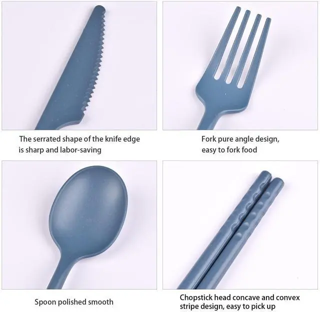 Alt view image 3 of 7 - Travel Utensils, Reusable Utensils Set with Case, Camping Plastic Cutlery | Knife Forks Spoon Tableware with Chopsticks, Portable Cutlery Set for Travel Picnic Camping or Daily Use