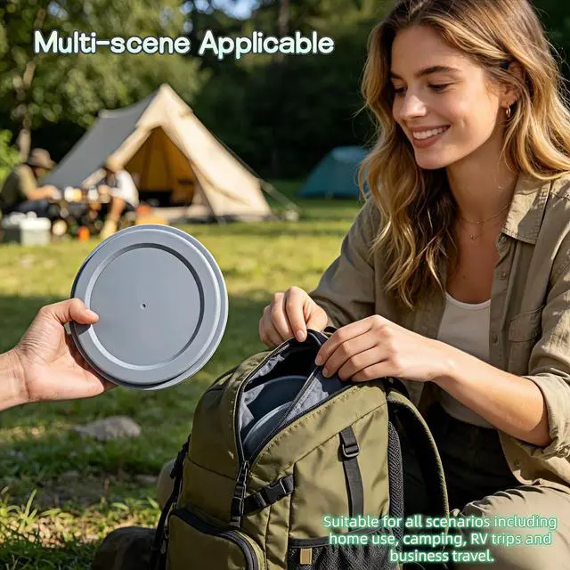 Alt view image 6 of 7 - Collapsible Silicone Bowls with Lids Set of 3, Food-Grade | 3 Sizes: 300/650/900ml, Foldable Space-Saving, Non-Slip Base, BPA-Free PP & TPR, Camping & Travel Use