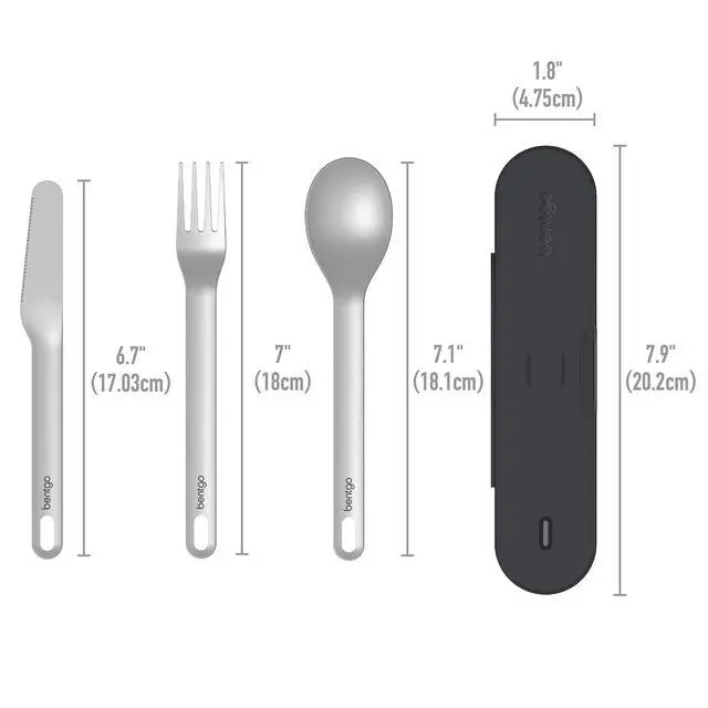 Alt view image 6 of 7 - Stainless Steel Reusable Travel Utensil Set | 3-Piece Silverware Set with Carrying Case, High-Grade Premium Steel, BPA-Free Case, Ideal for Camping, Office Use (Carbon)