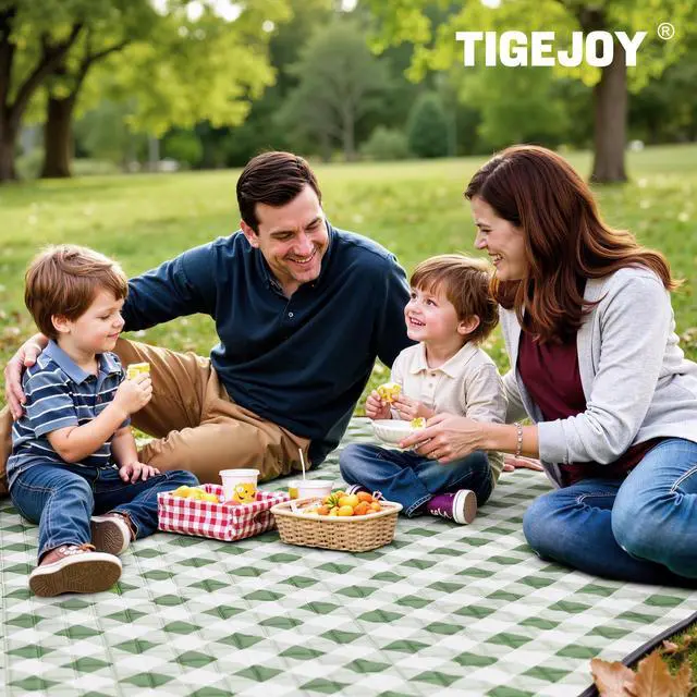 Alt view image 7 of 7 - Extra Large Picnic Blanket Waterproof Beach Blanket 80''x80'' | Outdoor Picnic Mat Sandproof for Park, Beach, Grass, Travel, Hiking, Camping Essentials, Gingham Picnic Blanket Foldable