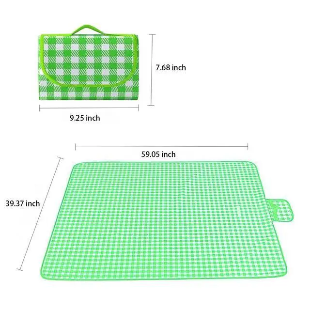 Alt view image 6 of 6 - Large Picnic Blanket Waterproof and Sand Proof -59x39 inch Large Outdoor Beach Mat, Portable Foldable Blanket, Suitable for Camping, Parks, Families, Adults, Children, and Pets (Green-M)
