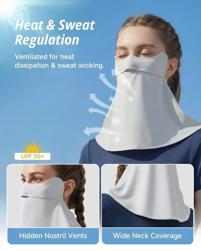 Alt view image 4 of 7 - UPF 50+ UV Face Mask Cooling Neck Gaiter Breathable Sun Cover | Secure Ear Loops, Snap Closure, UPF 50+ Sun Protection, Cooling Fabric, Moisture Wicking, 360° Full Coverage