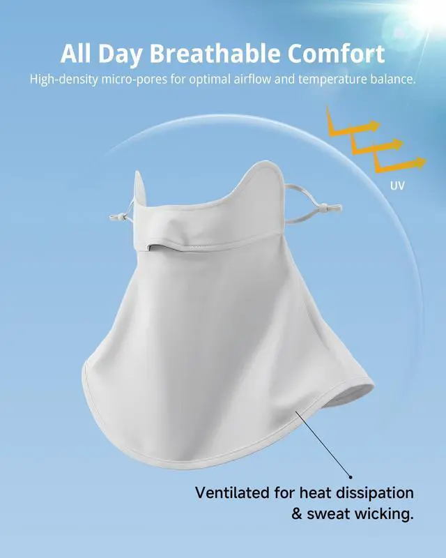 Alt view image 5 of 7 - UPF 50+ UV Face Mask Cooling Neck Gaiter Breathable Sun Cover | Secure Ear Loops, Snap Closure, UPF 50+ Sun Protection, Cooling Fabric, Moisture Wicking, 360° Full Coverage