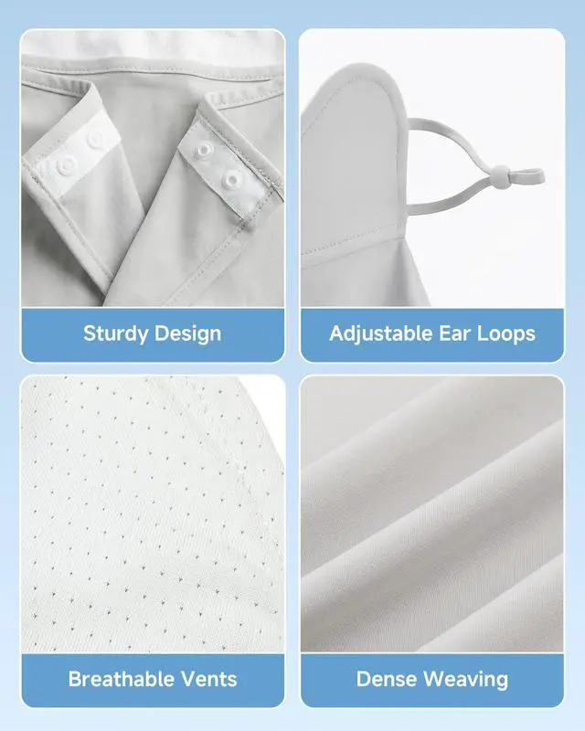 Alt view image 6 of 7 - UPF 50+ UV Face Mask Cooling Neck Gaiter Breathable Sun Cover | Secure Ear Loops, Snap Closure, UPF 50+ Sun Protection, Cooling Fabric, Moisture Wicking, 360° Full Coverage
