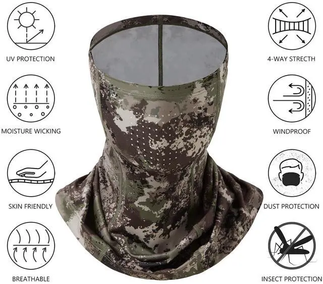 Alt view image 4 of 6 - UPF 50+ Breathable Neck Gaiter, Quick Dry Face Mask for Men Women | 4-Way Stretchy Lightweight Cooling Face Cover Sun Mask with Breathing Holes, for Summer Fishing, Hunting, Hiking, Cycling