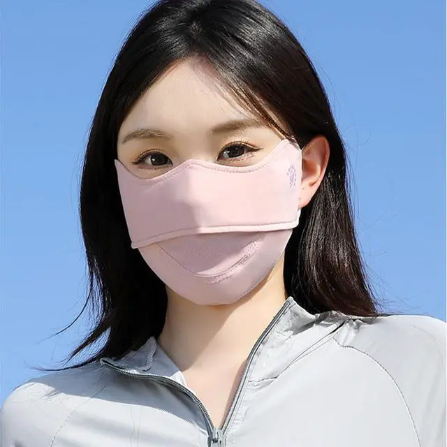 Alt view image 5 of 6 - 2Pcs UV Face Mask, Sun Masks for Women, Cooling Breathable Face Cover for Outdoor Sports, Washable Reusable (Pink+Gray)
