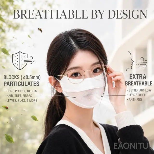 Alt view image 4 of 7 - UPF 50+ Reusable Cloth Mask, UV Guard Face Cover, Korean Slim Fit (White) | Breathing Mesh, Cooling Silky Satin, Moisture & Heat Wicking Outdoors, Adjustable Fit Ear Straps, Anti-Fog, Glasses Friendly