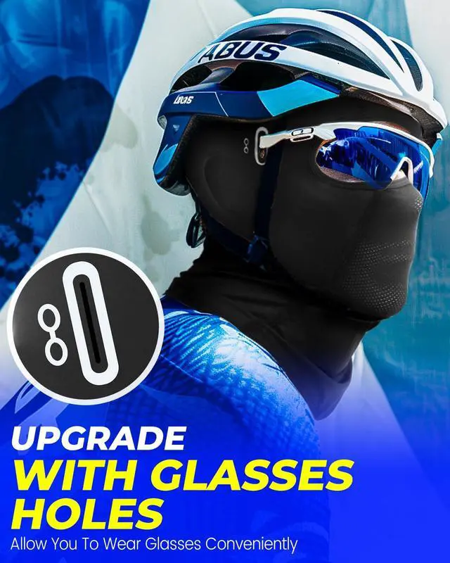 Alt view image 6 of 7 - Balaclava Face Mask with Glasses Holes for Men Women Summer Cooling Shiesty Mask Sun UV Protection for Motorcycle Ski Work Black