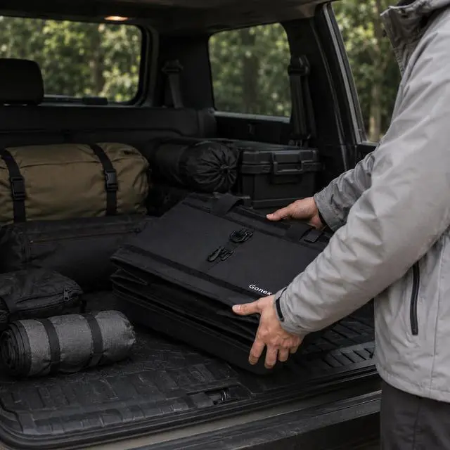 Alt view image 6 of 7 - Camping Storage Bag 36L Collapsible Tote with Waterproof Bottom | PVC Waterproof Base, Camping Gear Storage, Detachable Pouches, Removable Liner, Outdoor Use