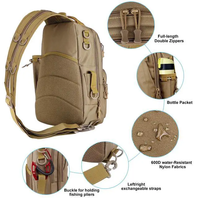 Alt view image 5 of 7 - Fishing Backpack Tackle Bag, Water-Resistant Backpack with Rod Holder, Ideal Gifts for Men