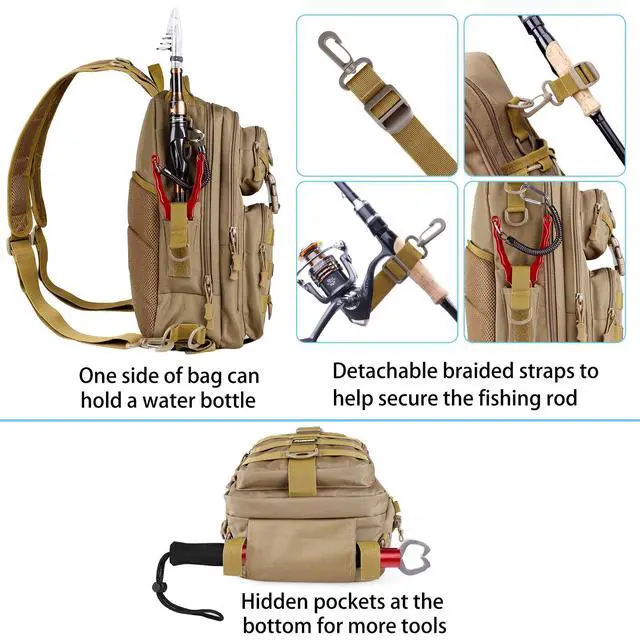 Alt view image 6 of 7 - Fishing Backpack Tackle Bag, Water-Resistant Backpack with Rod Holder, Ideal Gifts for Men