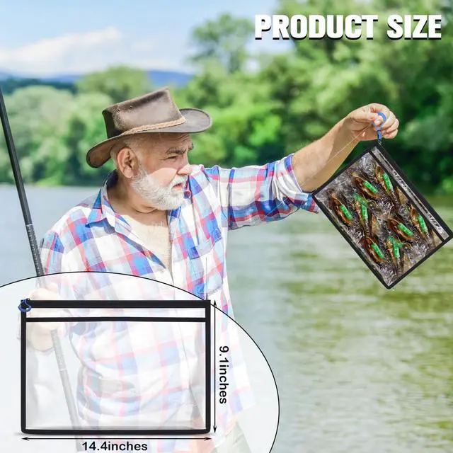 Alt view image 2 of 7 - 2 Pcs Clear Fishing Tackle Bag Tackle Storage Bag Water Resistant Sealed Edges for Bait, Lures, Soft Plastics(Medium)