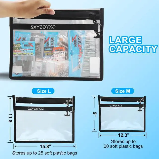 Alt view image 2 of 6 - Fishing Gear Storage Bag Bait Storage Sealed Edges Waterproof Protection Durable and Sturdy Large Capacity PVC-Free Fishing Accessories Bag (A-2 Pack, Medium)