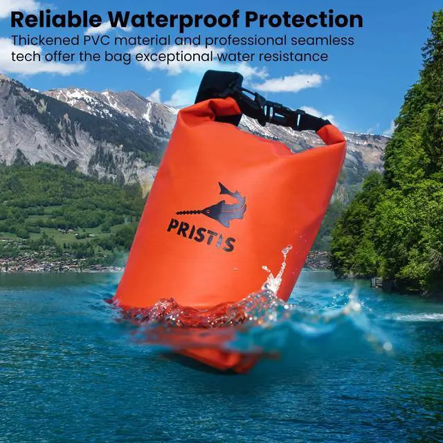 Alt view image 2 of 7 - Waterproof Dry Bag, Heavy-Duty Roll Top Dry Storage Backpack, 5L | Outdoor Boating Kayaking Fly Fishing Rafting Camping, Lightweight Floating Marine Gear Swim Accessory for Men Women, Orange