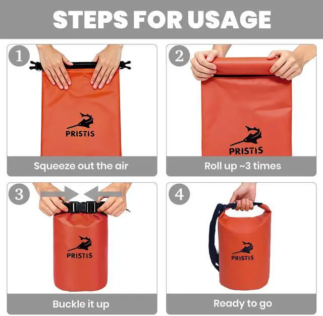 Alt view image 4 of 7 - Waterproof Dry Bag, Heavy-Duty Roll Top Dry Storage Backpack, 5L | Outdoor Boating Kayaking Fly Fishing Rafting Camping, Lightweight Floating Marine Gear Swim Accessory for Men Women, Orange
