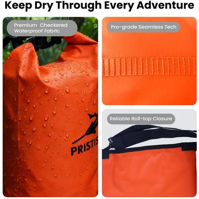 Alt view image 5 of 7 - Waterproof Dry Bag, Heavy-Duty Roll Top Dry Storage Backpack, 5L | Outdoor Boating Kayaking Fly Fishing Rafting Camping, Lightweight Floating Marine Gear Swim Accessory for Men Women, Orange