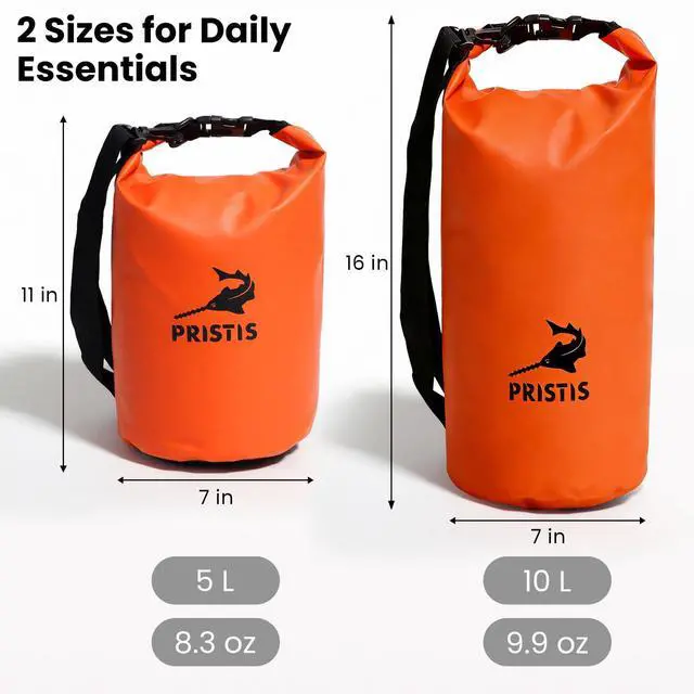Alt view image 6 of 7 - Waterproof Dry Bag, Heavy-Duty Roll Top Dry Storage Backpack, 5L | Outdoor Boating Kayaking Fly Fishing Rafting Camping, Lightweight Floating Marine Gear Swim Accessory for Men Women, Orange