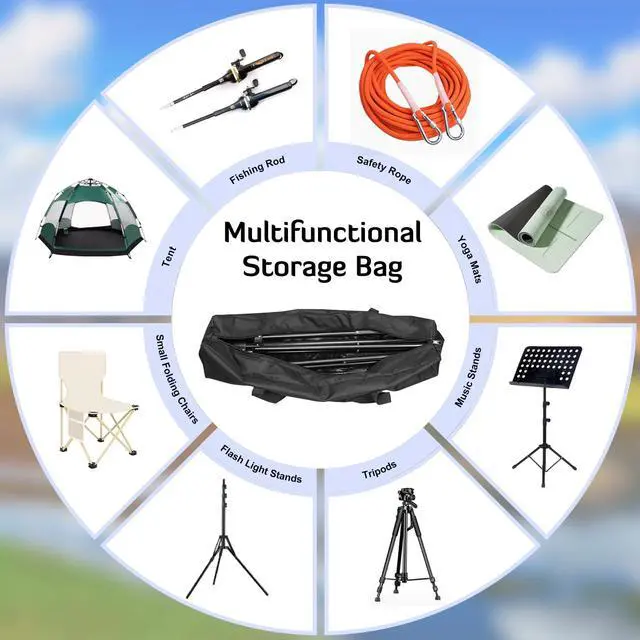 Alt view image 6 of 7 - 35x7x7 Inch Tripod Carrying Case, Travel Sport Storage Bag, 28L | Luggage Bag with Upgrade Zipper, Foldable Waterproof Tripod Case for Light Stands, Fishing Rods, Tent Poles, and Camera Gear