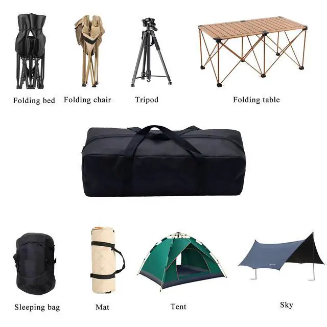 Alt view image 4 of 7 - Extra Large Heavy Duty Duffle Bag - Foldable Storage Organizer for Camping Chairs, Grill Tools, Tent, Yoga Mat, Fishing Gear & Tool Kits with Shoulder Strap (52L-27.56''(L)x9.45''(W)x12.2''(H))