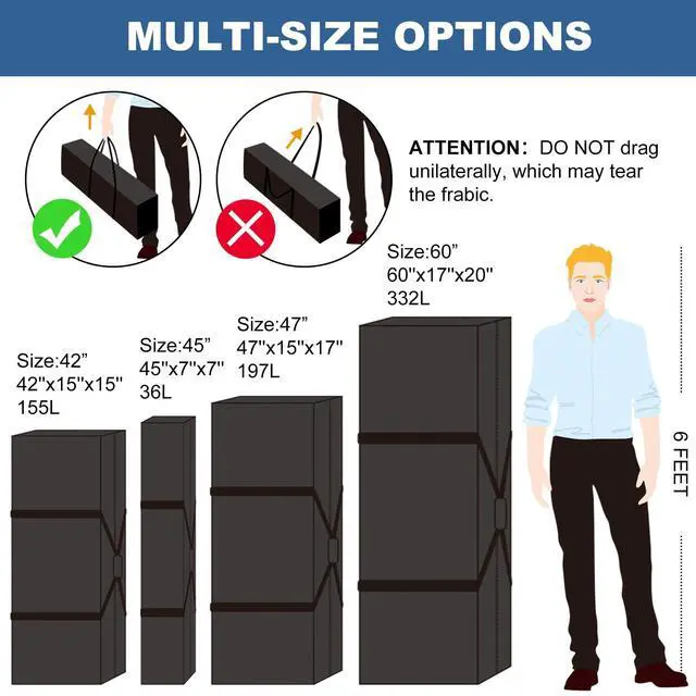 Alt view image 5 of 7 - 45 Inch Tripod Carrying Case - 45x7x7 Inch Storage Bag, Black | Waterproof Tripod Case for Light Stands, Fishing Rods, Tent Poles, and Camera Gear, Water Resistant