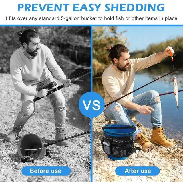Alt view image 7 of 7 - Fishing Bucket Organizer for 5 Gallon Bucket,Outdoor Ice-Fishing Tackle Bag with Bait Buckets Cover,Adjustable Buckle,Multi-Pockets for Fishing Gear & Accessories Storage