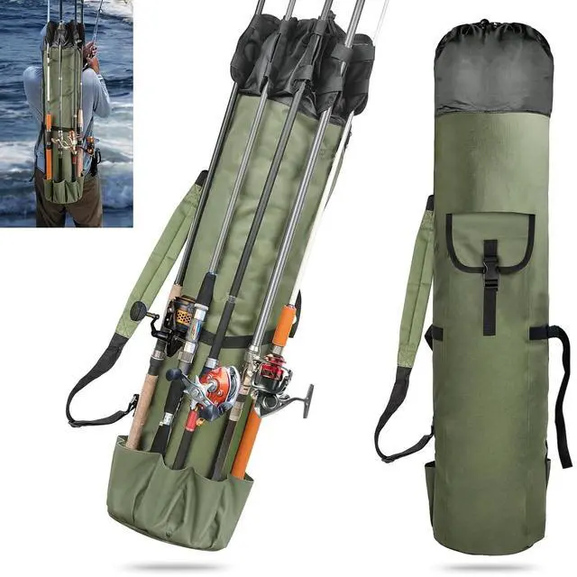 Main image of Fishing Rod Bag Holds 5 Poles, Portable Foldable Fishing Pole Case | Large capacity for rods and tackle, lightweight foldable design for easy transport, for outdoor fishing trips