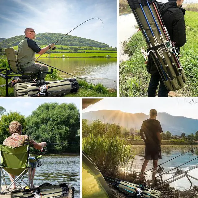 Alt view image 6 of 6 - Fishing Rod Bag Holds 5 Poles, Portable Foldable Fishing Pole Case | Large capacity for rods and tackle, lightweight foldable design for easy transport, for outdoor fishing trips