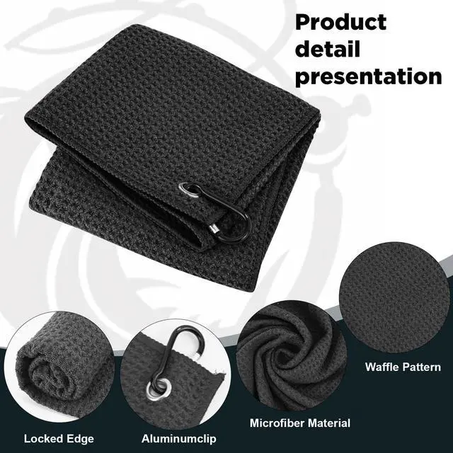 Alt view image 6 of 7 - 3 Pack Microfiber Fishing Towels with Clip, 16" x 16", Waffle Pattern for Effective Cleaning of Fishing Gears or Dirty Hands, Perfect for Camping Towels and Hiking Towles