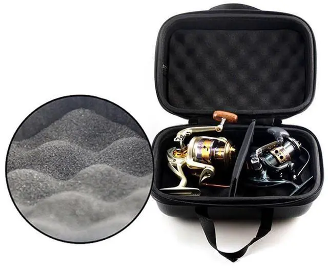 Alt view image 2 of 7 - Fishing Reel Bag, Portable Shockproof Waterproof Fishing Reel Protective Case for Baitcasting Drum Spinning Raft Reels(Inner size: 10.23 * 6.69 * 5.11inches)
