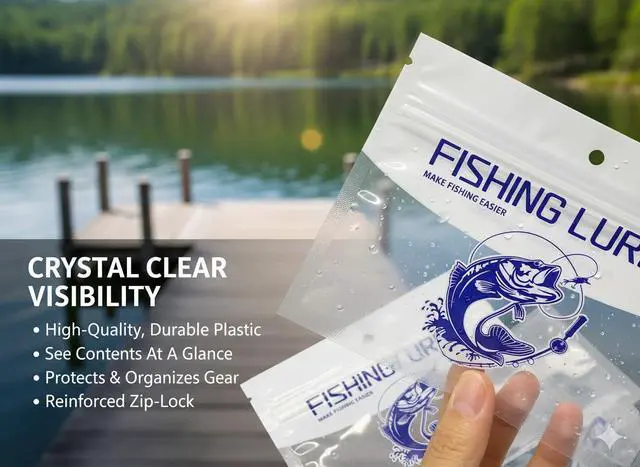 Alt view image 4 of 7 - 50pcs Soft Plastic Bait Packaging Bags,Fishing Hook Package Storage Bags, 6"x4" Waterproof Zipper Bags | Thickened PE Material with Reinforced Seams