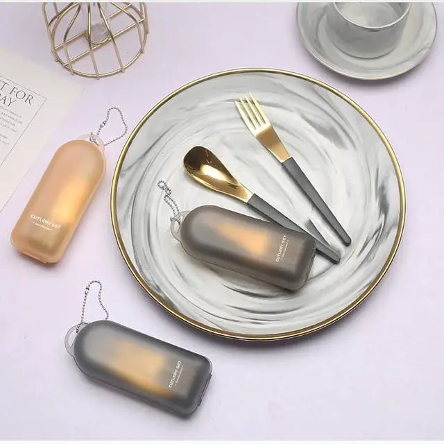 Alt view image 5 of 7 - 2Pack Folding Stainless Steel Cutlery Set with Case, Travel Foldable Collapsible Portable Tableware Utensil Spoon Fork Chopsticks for Picnic