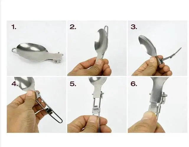 Alt view image 4 of 5 - Folding Spoon Fork Knife Set Portable 3 in 1 Folding Dinner Flatware Utensils Stainless Steel Perfect for Camping Picnic Travel Hiking Backpacking