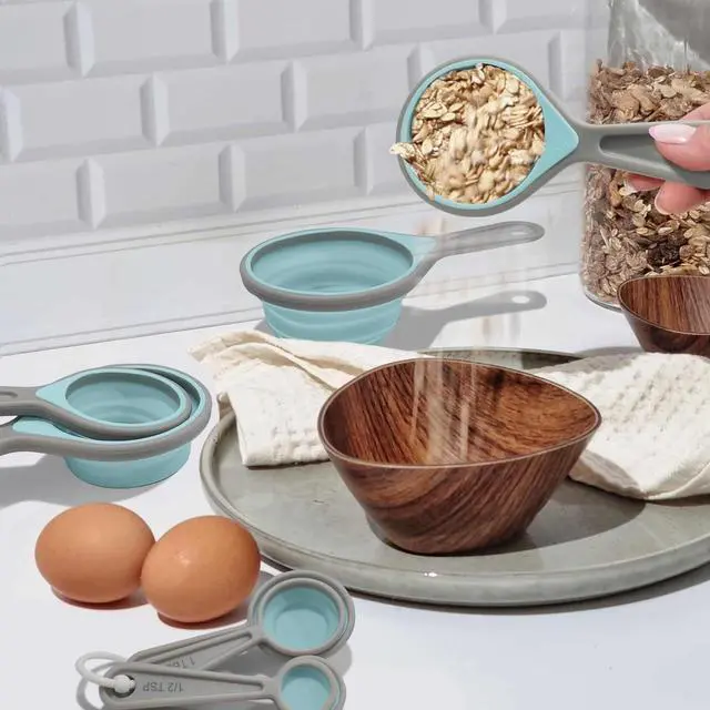 Alt view image 6 of 7 - Kitchen Gadgets Set 13 Piece, Essentials for Kitchen RV Camper, Blue | Space Saving Cooking Tools, Includes Cheese Grater, Pizza Cutter, Peeler, Bottle Opener, Garlic Grinder
