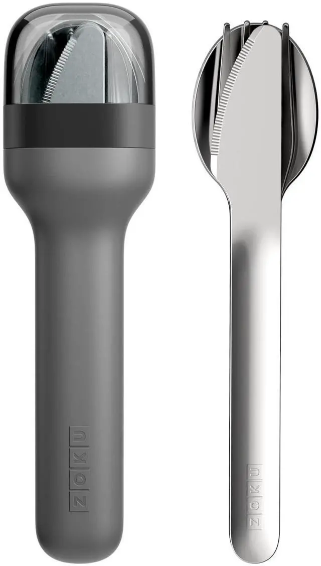 Main image of Pocket Utensil Set, Charcoal - Stainless Steel Fork, Knife, and Spoon Nest in Hygienic Case - Portable Design for Travel, School, Work, Picnics, Camping and Outdoor Home Use
